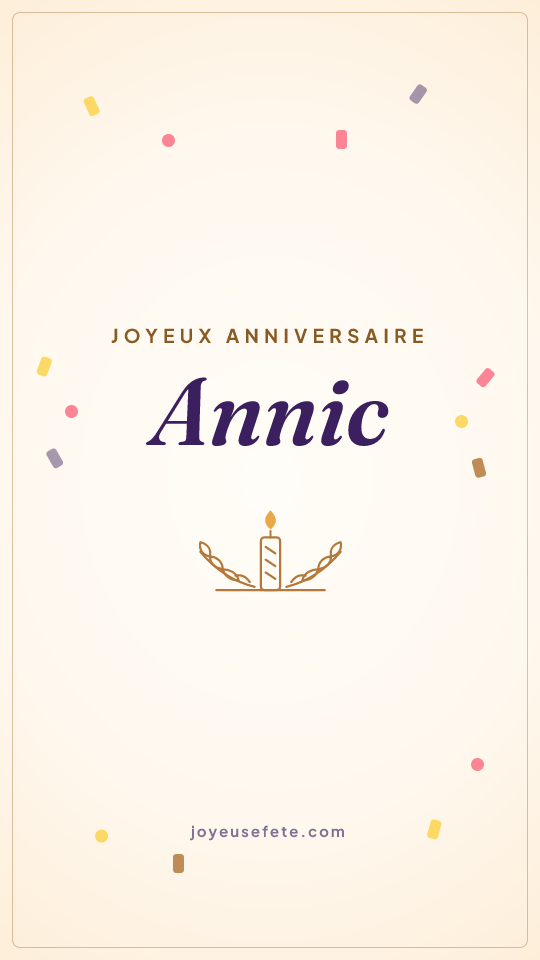 Image « Joyeux anniversaire Annic » au format story