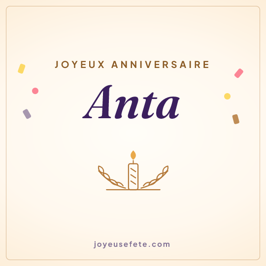 Image carrée « Joyeux anniversaire Anta » pour WhatsApp