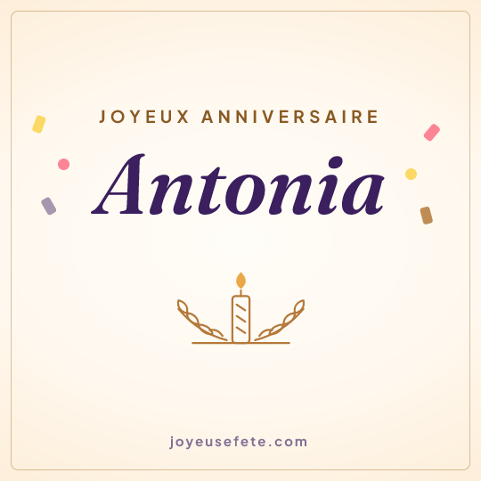 Image carrée « Joyeux anniversaire Antonia » pour WhatsApp