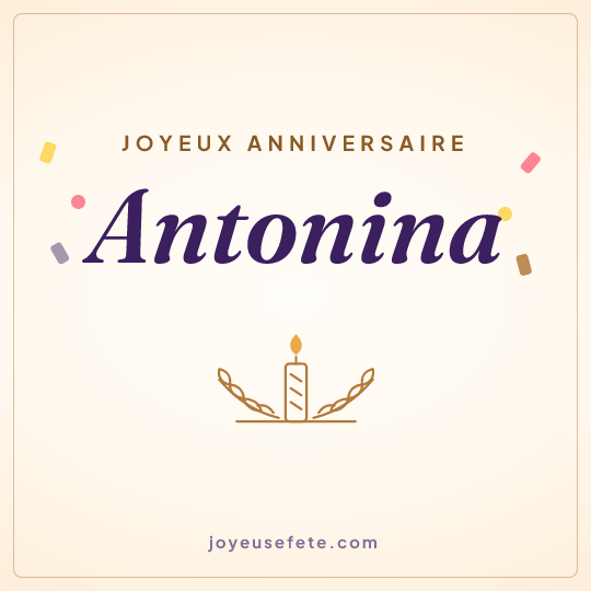 Image carrée « Joyeux anniversaire Antonina » pour WhatsApp