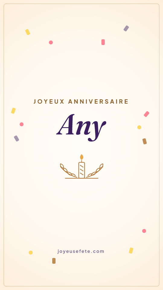 Image « Joyeux anniversaire Any » au format story