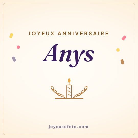 Image carrée « Joyeux anniversaire Anys » pour WhatsApp