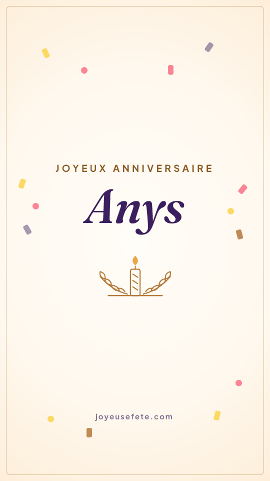 Image « Joyeux anniversaire Anys » au format story
