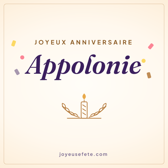 Image carrée « Joyeux anniversaire Appolonie » pour WhatsApp