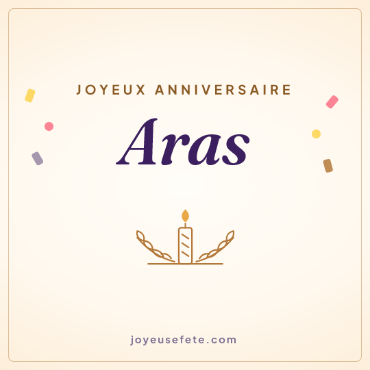 Image carrée « Joyeux anniversaire Aras » pour WhatsApp