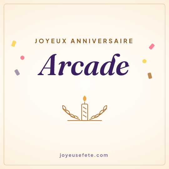 Image carrée « Joyeux anniversaire Arcade » pour WhatsApp