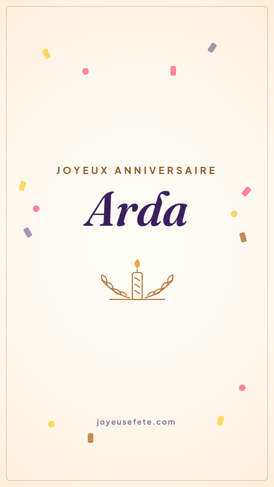 Image « Joyeux anniversaire Arda » au format story