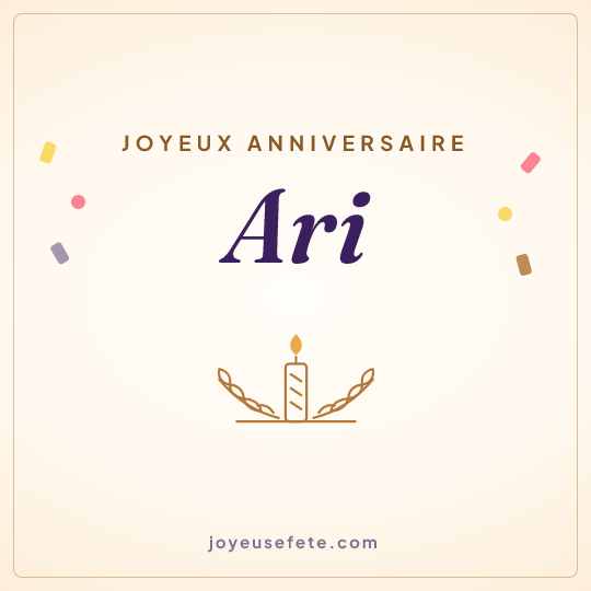 Image carrée « Joyeux anniversaire Ari » pour WhatsApp