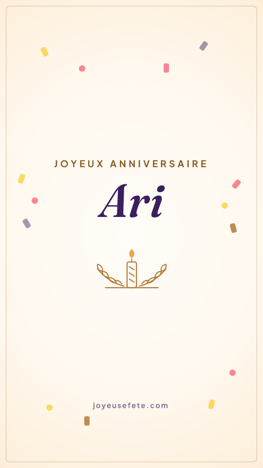 Image « Joyeux anniversaire Ari » au format story