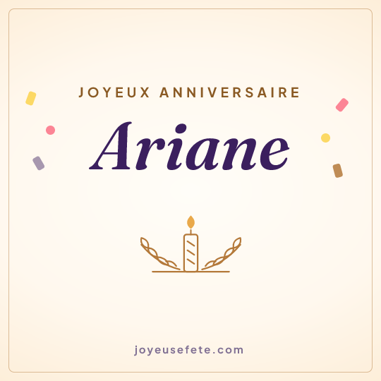Image carrée « Joyeux anniversaire Ariane » pour WhatsApp