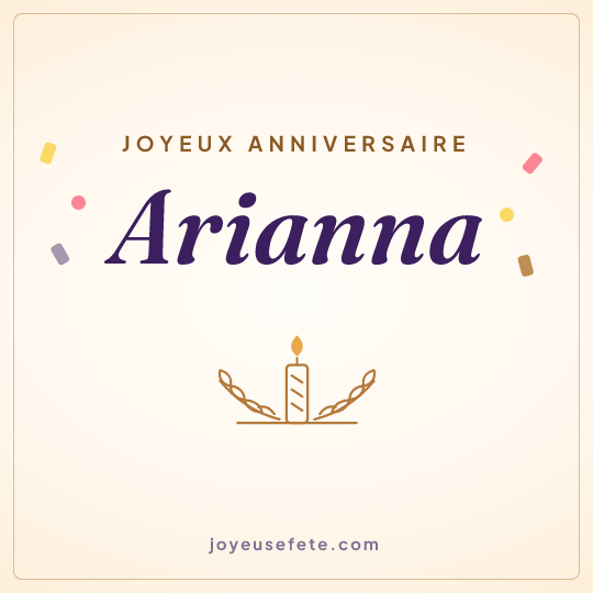 Image carrée « Joyeux anniversaire Arianna » pour WhatsApp