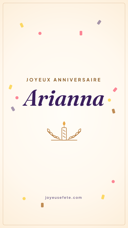 Image « Joyeux anniversaire Arianna » au format story
