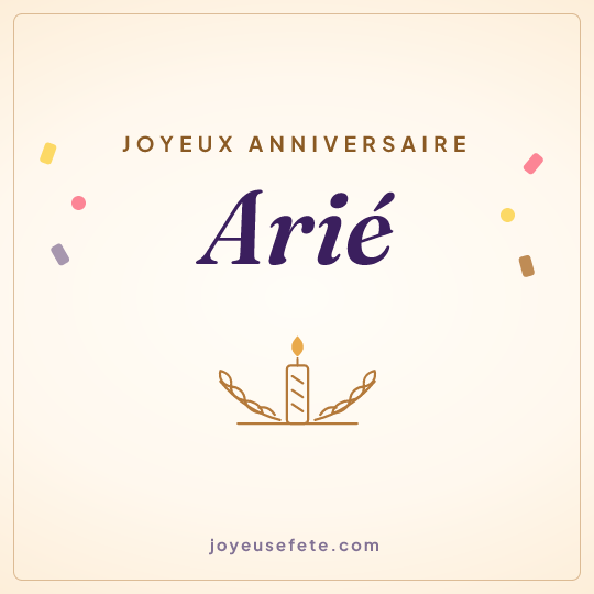 Image carrée « Joyeux anniversaire Arié » pour WhatsApp