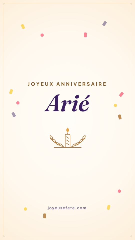 Image « Joyeux anniversaire Arié » au format story