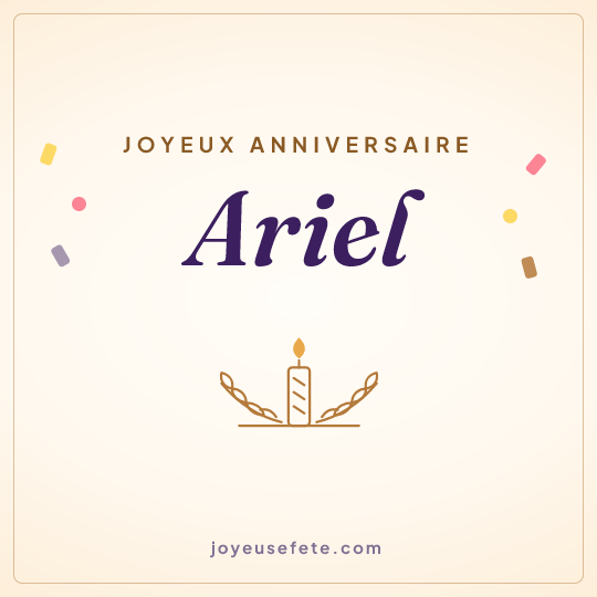 Image carrée « Joyeux anniversaire Ariel » pour WhatsApp