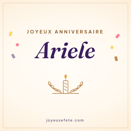 Image carrée « Joyeux anniversaire Ariele » pour WhatsApp