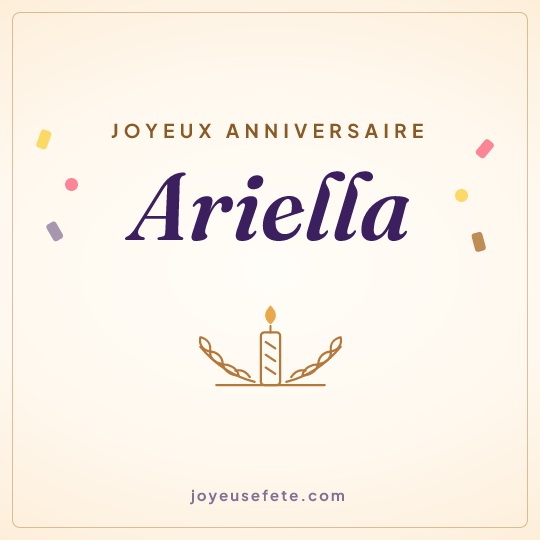 Image carrée « Joyeux anniversaire Ariella » pour WhatsApp