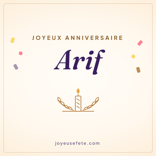 Image carrée « Joyeux anniversaire Arif » pour WhatsApp