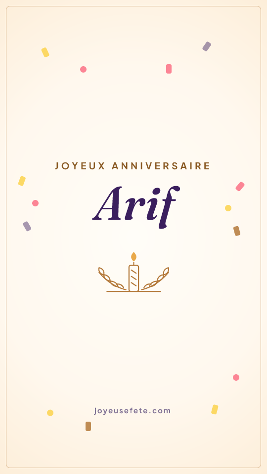 Image « Joyeux anniversaire Arif » au format story