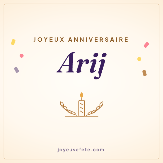 Image carrée « Joyeux anniversaire Arij » pour WhatsApp
