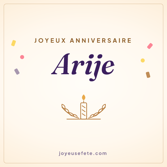 Image carrée « Joyeux anniversaire Arije » pour WhatsApp