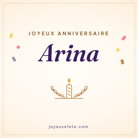 Image carrée « Joyeux anniversaire Arina » pour WhatsApp