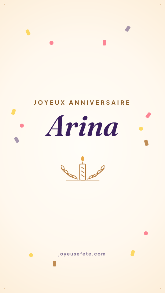 Image « Joyeux anniversaire Arina » au format story