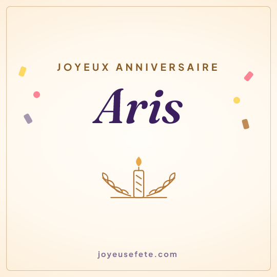 Image carrée « Joyeux anniversaire Aris » pour WhatsApp