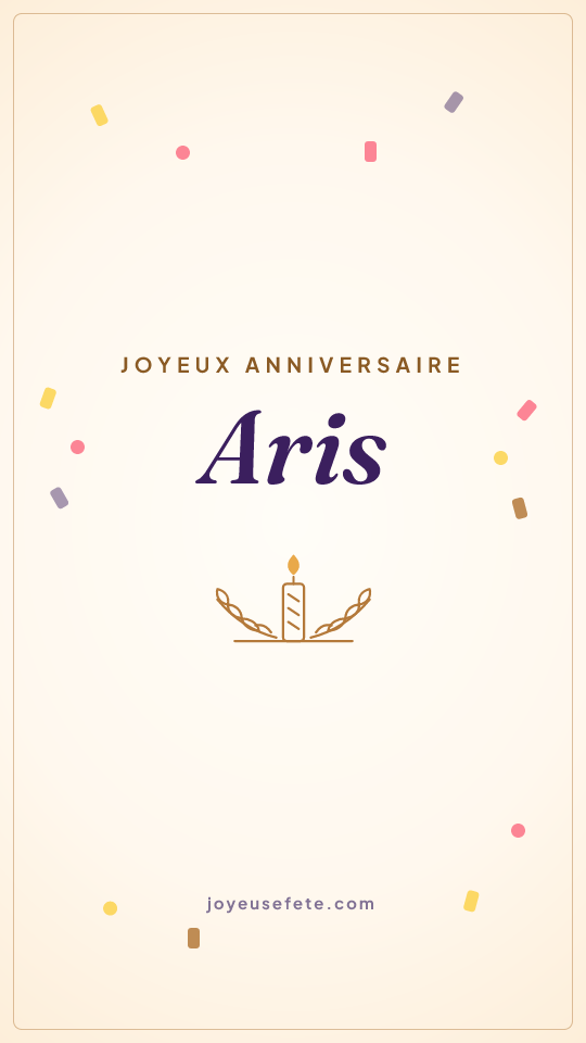 Image « Joyeux anniversaire Aris » au format story