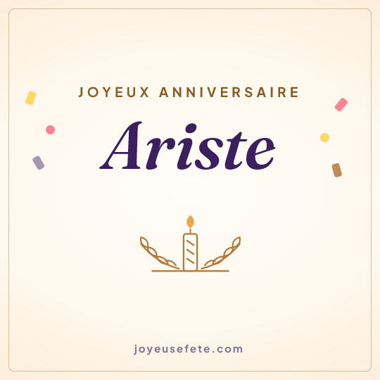 Image carrée « Joyeux anniversaire Ariste » pour WhatsApp