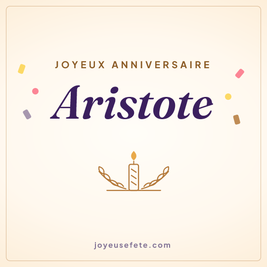 Image carrée « Joyeux anniversaire Aristote » pour WhatsApp