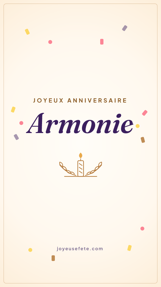 Image « Joyeux anniversaire Armonie » au format story