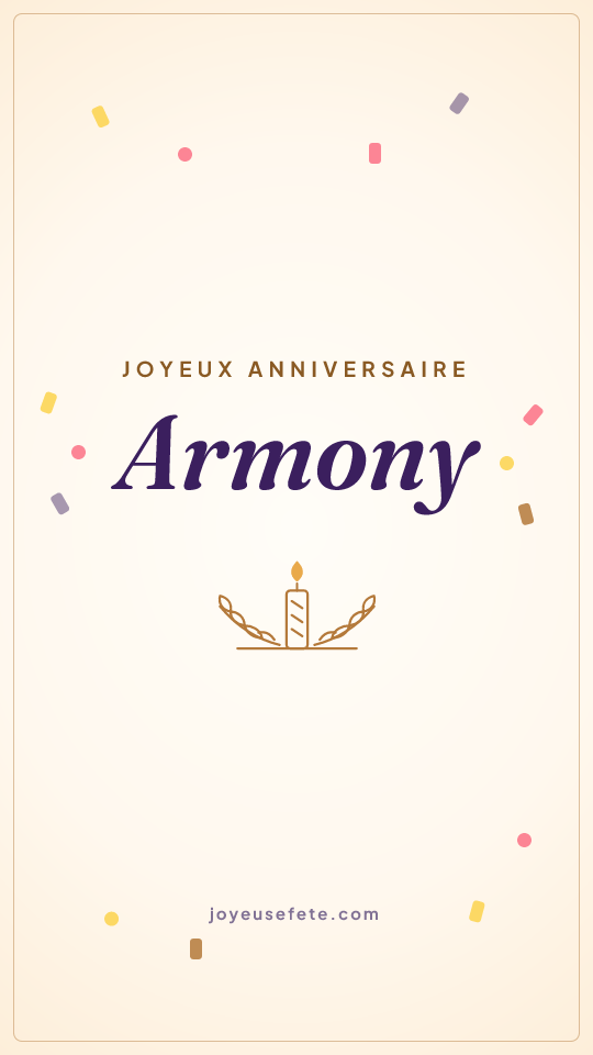 Image « Joyeux anniversaire Armony » au format story