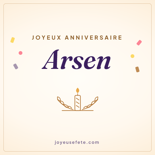 Image carrée « Joyeux anniversaire Arsen » pour WhatsApp