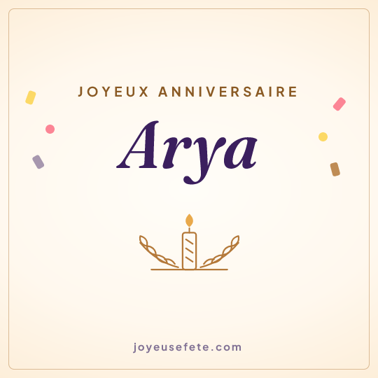 Image carrée « Joyeux anniversaire Arya » pour WhatsApp