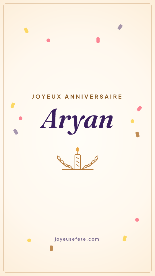 Image « Joyeux anniversaire Aryan » au format story