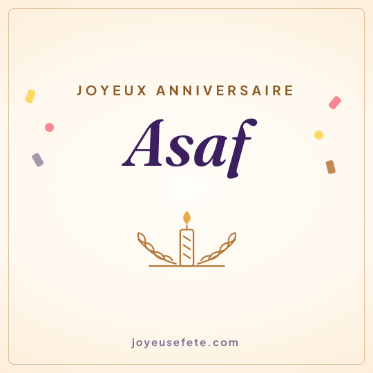 Image carrée « Joyeux anniversaire Asaf » pour WhatsApp