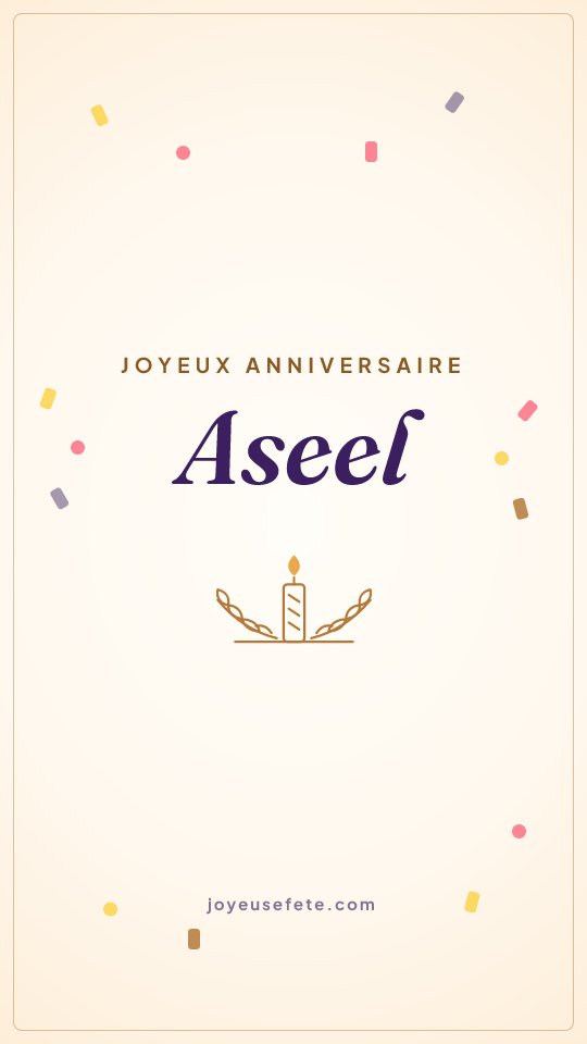 Image « Joyeux anniversaire Aseel » au format story