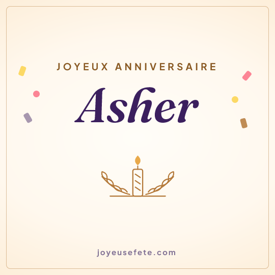Image carrée « Joyeux anniversaire Asher » pour WhatsApp