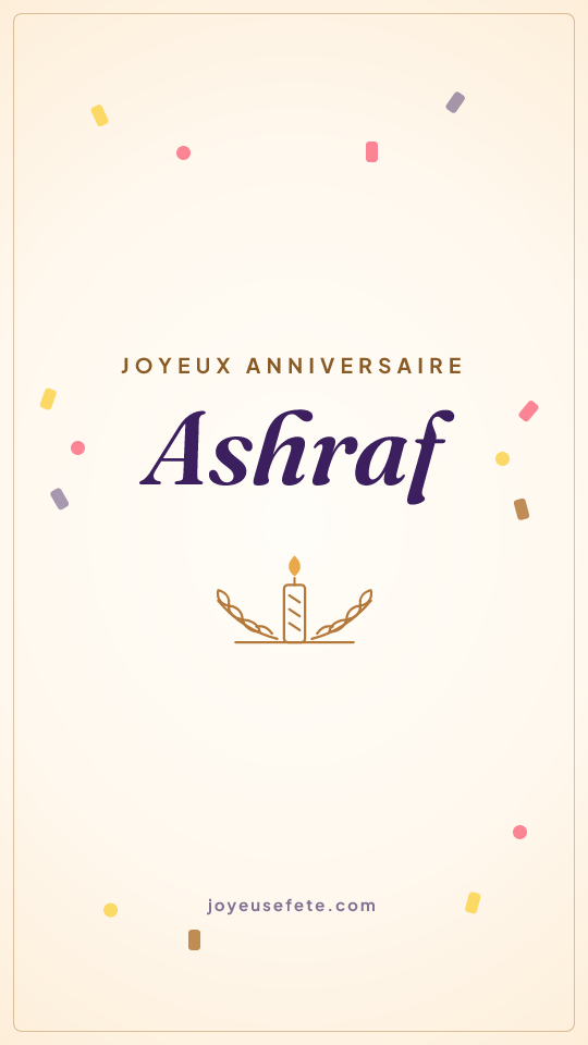 Image « Joyeux anniversaire Ashraf » au format story