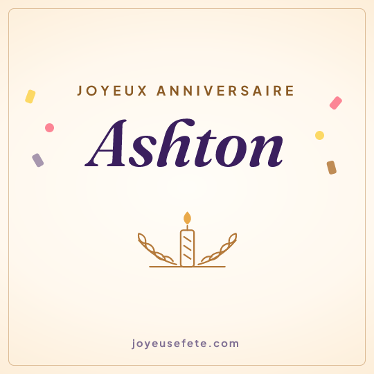 Image carrée « Joyeux anniversaire Ashton » pour WhatsApp