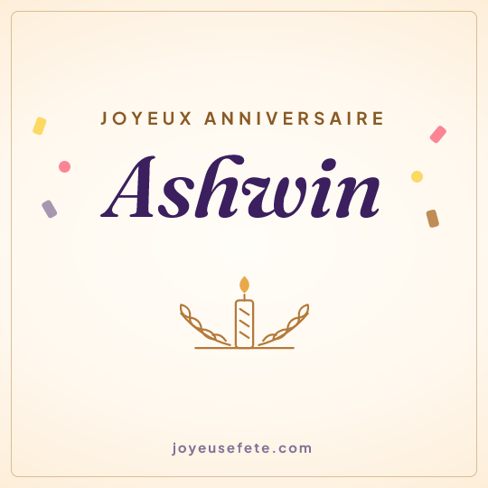 Image carrée « Joyeux anniversaire Ashwin » pour WhatsApp