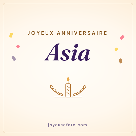 Image carrée « Joyeux anniversaire Asia » pour WhatsApp