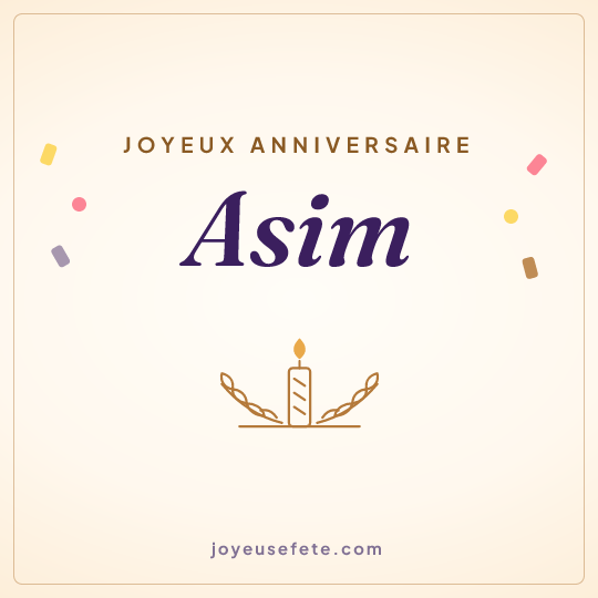 Image carrée « Joyeux anniversaire Asim » pour WhatsApp