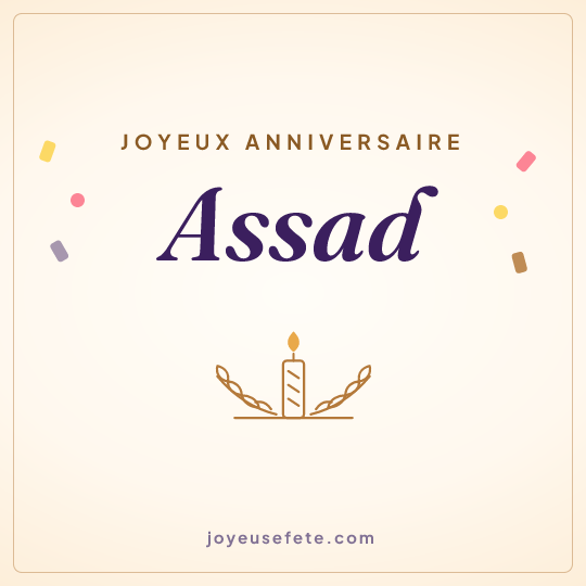 Image carrée « Joyeux anniversaire Assad » pour WhatsApp