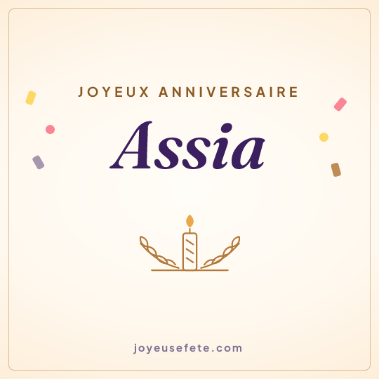 Image carrée « Joyeux anniversaire Assia » pour WhatsApp