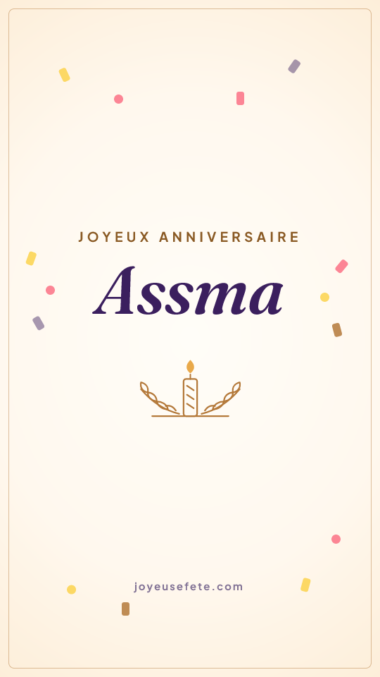Image « Joyeux anniversaire Assma » au format story