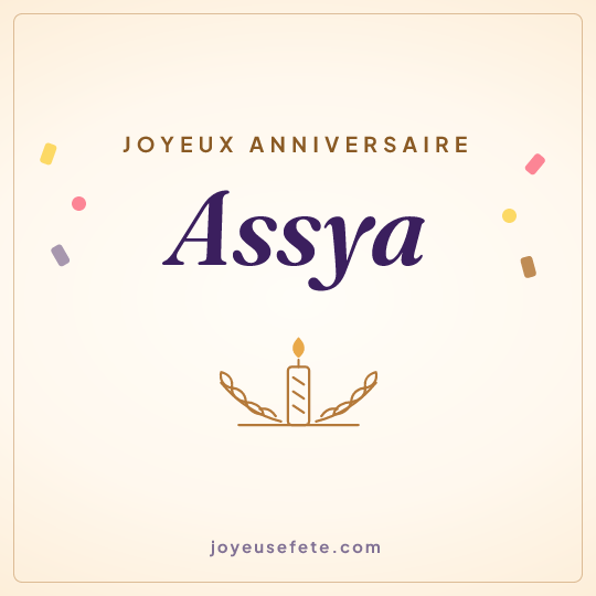 Image carrée « Joyeux anniversaire Assya » pour WhatsApp