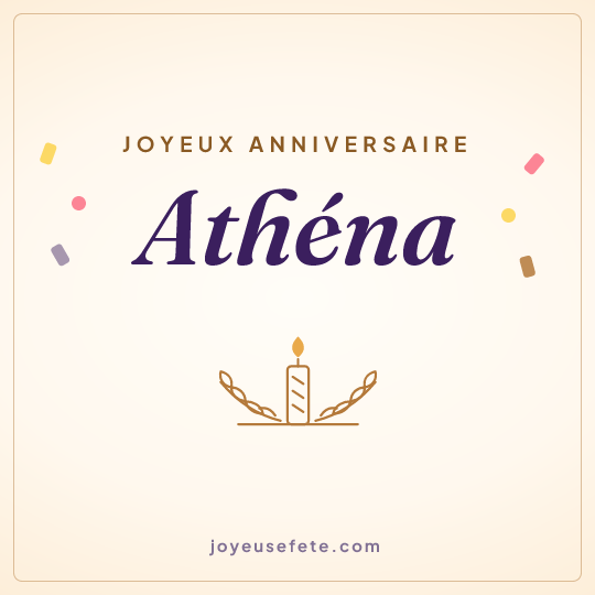 Image carrée « Joyeux anniversaire Athéna » pour WhatsApp
