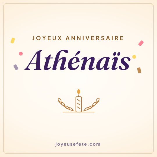 Image carrée « Joyeux anniversaire Athénaïs » pour WhatsApp